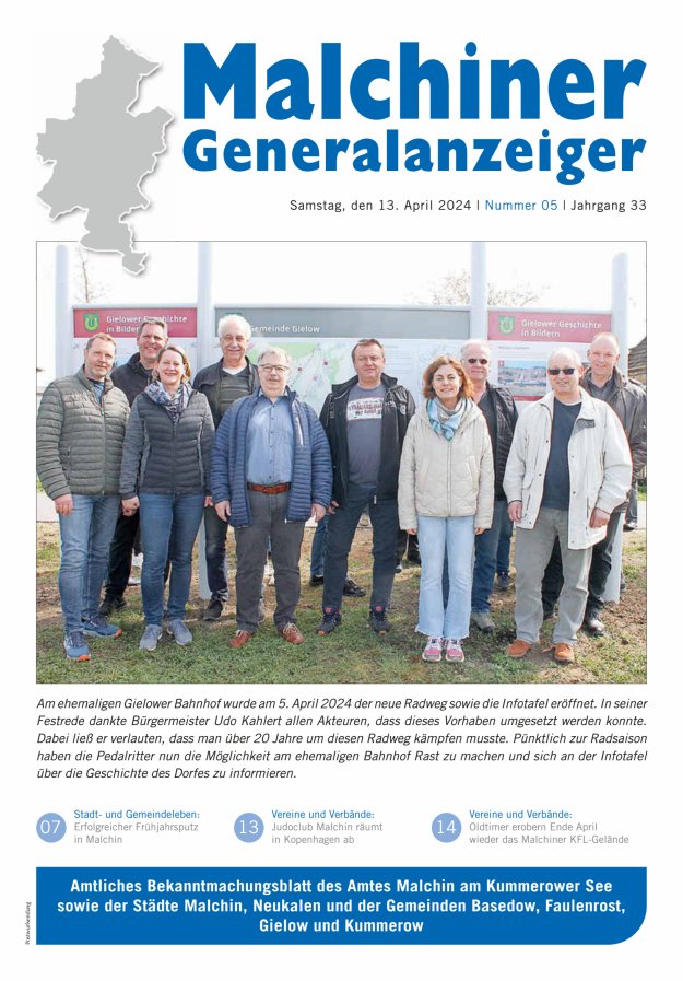 Malchiner Generalanzeiger Titelblatt 05/2024