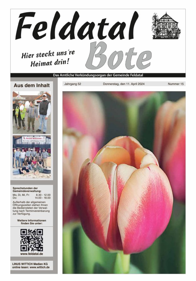 Das Amtliche Verkündungsorgan der Gemeinde Feldatal Titelblatt 15/2024