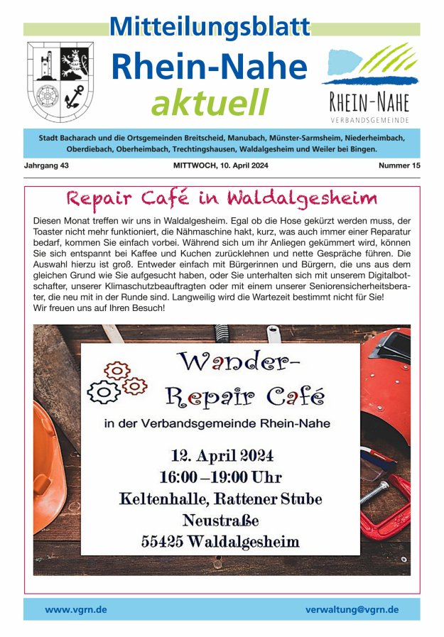 Rhein-Nahe aktuell Titelblatt 15/2024