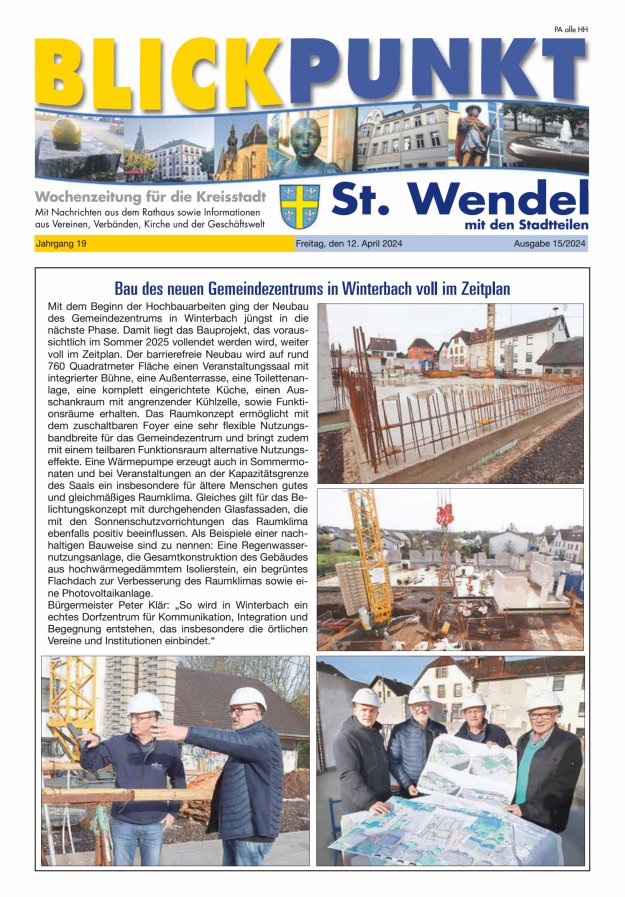 Blickpunkt St Wendel Titelblatt 15/2024