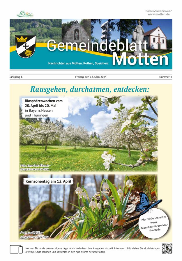 Gemeindeblatt Motten Nachrichten aus Motten Kothen Speicherz Titelblatt 04/2024