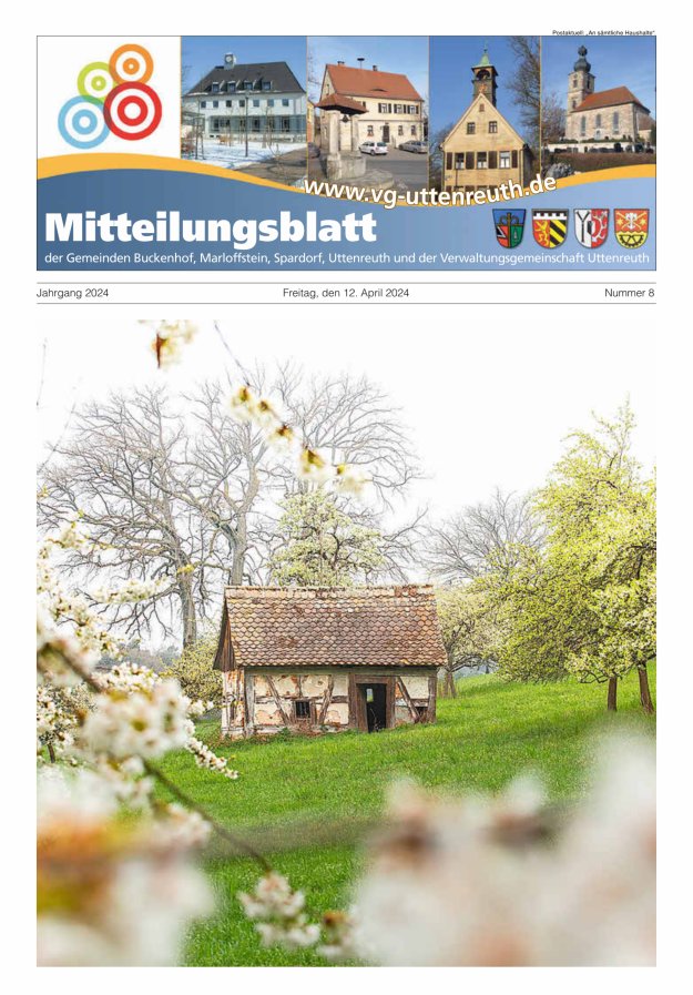 Mitteilungsblatt der Verwaltungsgemeinschaft Uttenreuth Titelblatt 08/2024