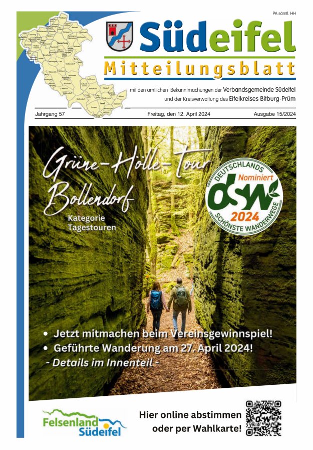 Mitteilungsblatt Südeifel Titelblatt 15/2024