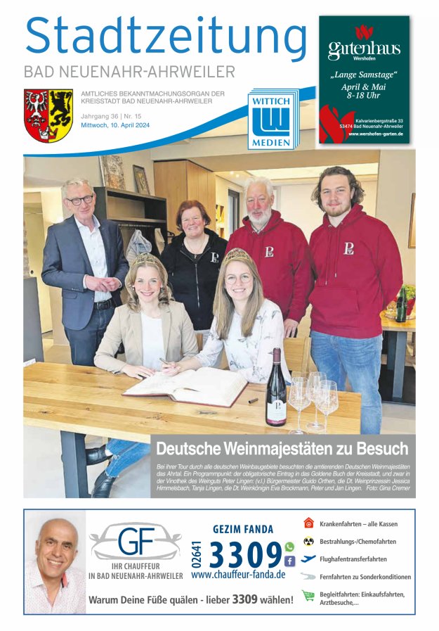 Stadtzeitung Bad Neuenahr-Ahrweiler Titelblatt 15/2024