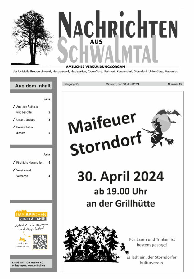 Nachrichten aus Schwalmtal Titelblatt 15/2024