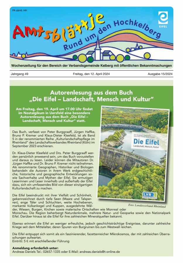 Amtsblättje - Rund um den Hochkelberg Titelblatt 15/2024