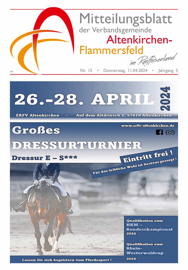 Mitteilungsblatt Verbandsgemeinde Altenkirchen-Flammersfeld Titelblatt 15/2024