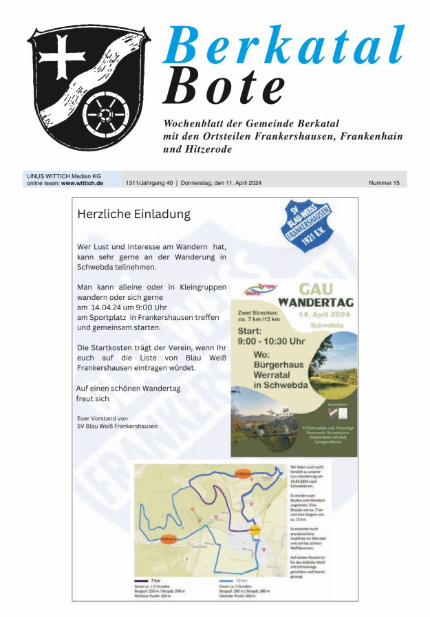 Berkatal Bote Titelblatt 15/2024