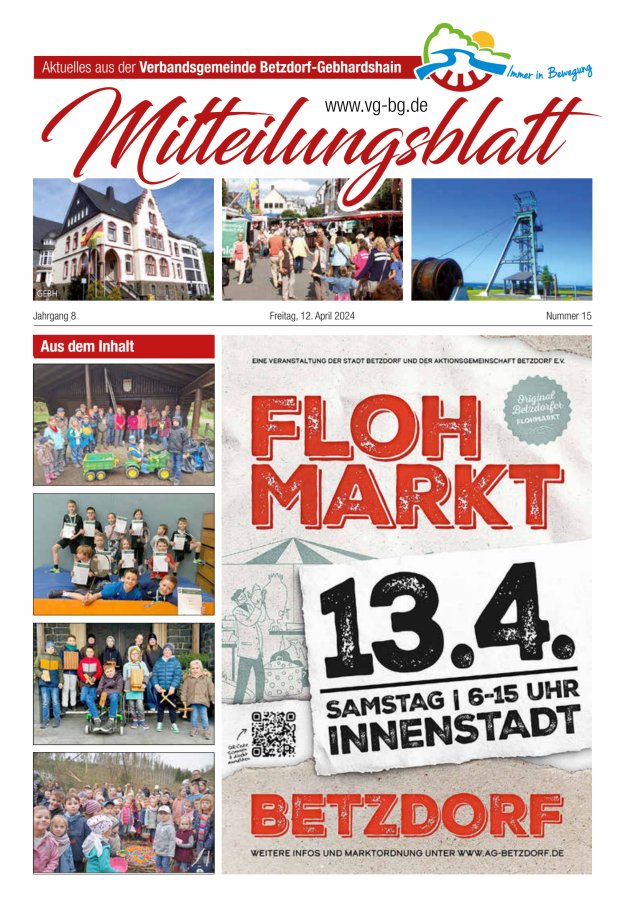 Aktuelles aus der VG Betzdorf-Gebhardshain Ausgabe Gebhardshain Titelblatt 15/2024