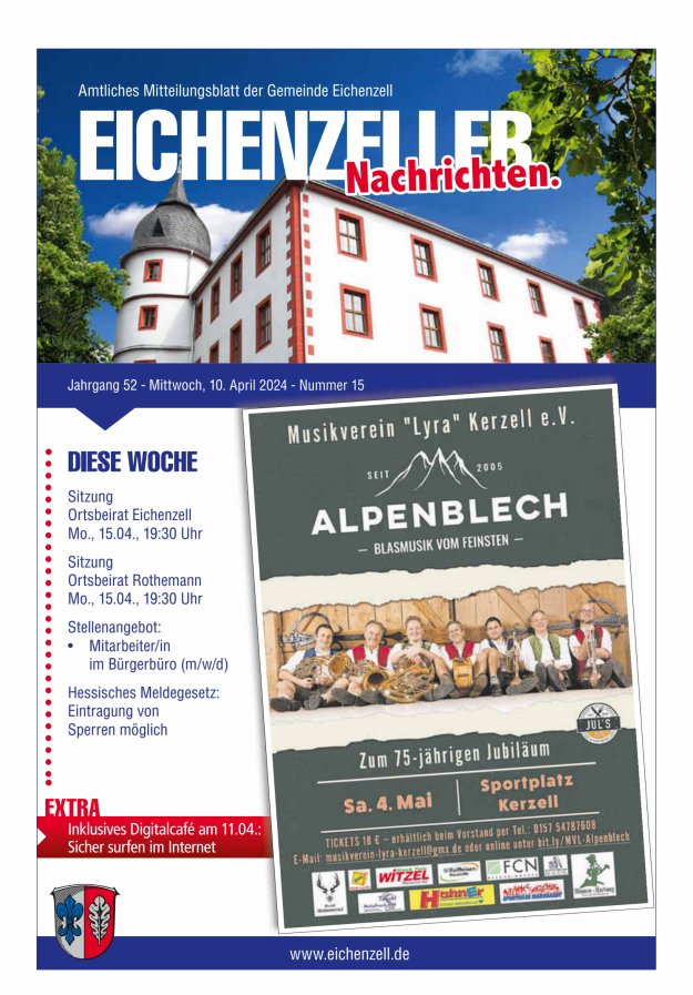 Amtliches Mitteilungsblatt der Gemeinde Eichenzell Titelblatt 15/2024