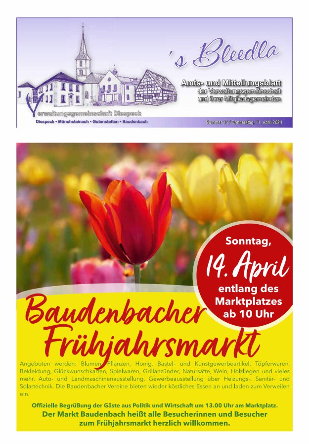 Amts- und Mitteilungsblatt VGem Diespeck Titelblatt 15/2024