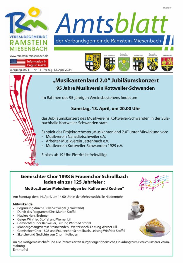 Amtsblatt VG Ramstein-Miesenbach Titelblatt 15/2024