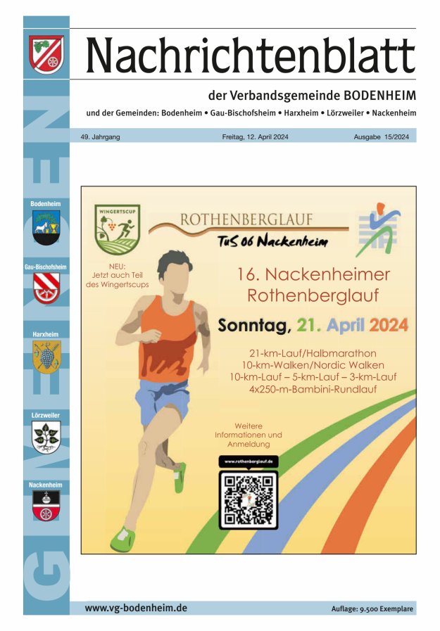 Nachrichtenblatt der VG Bodenheim              Titelblatt 15/2024
