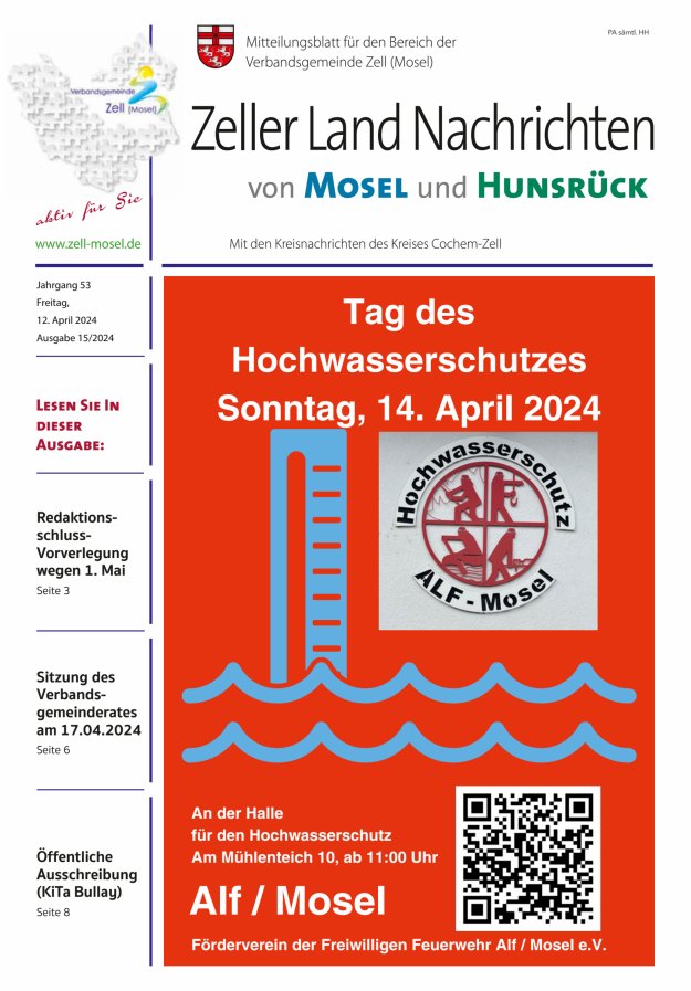 Zeller Land Nachrichten Titelblatt 15/2024