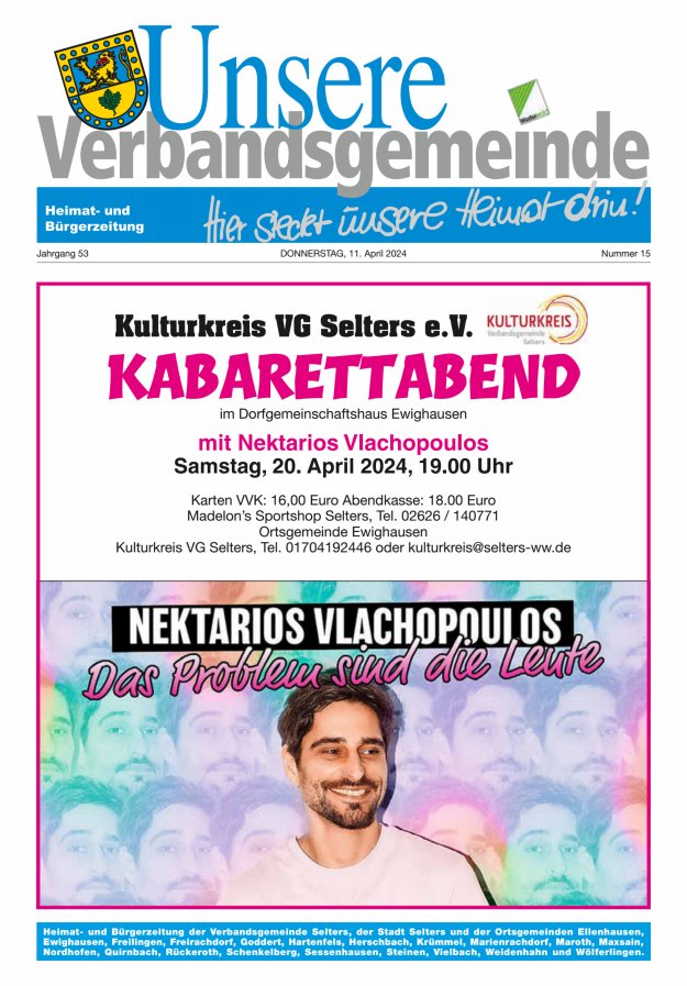 Unsere Verbandsgemeinde Selters Ww Titelblatt 15/2024