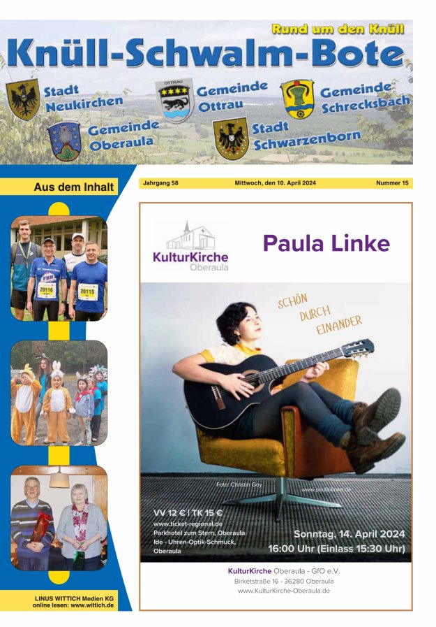 Knüll-Schwalm-Bote Titelblatt 15/2024