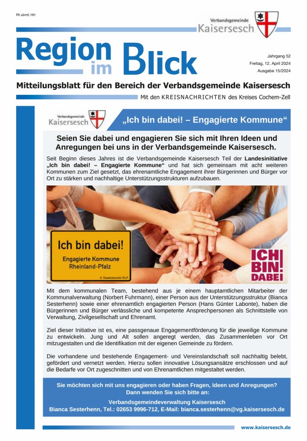 Region im Blick VG Kaisersesch Titelblatt 15/2024