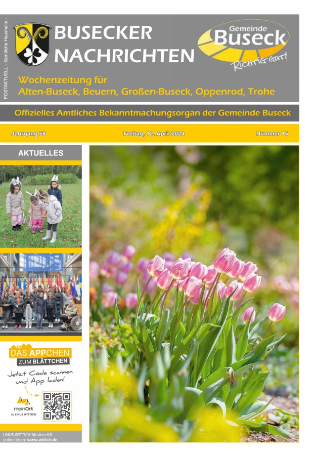 Busecker Nachrichten Titelblatt 15/2024