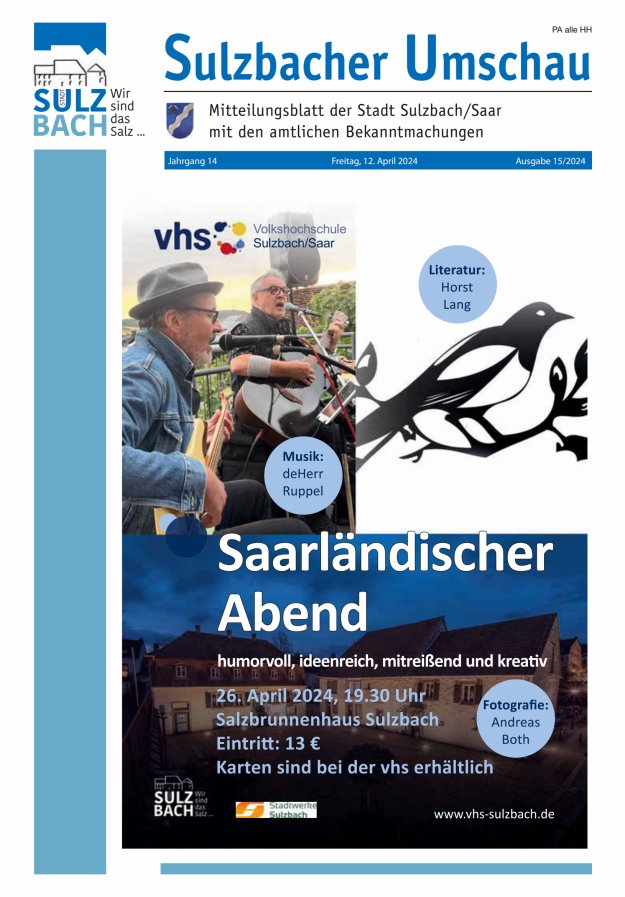 Sulzbacher Umschau Titelblatt 15/2024