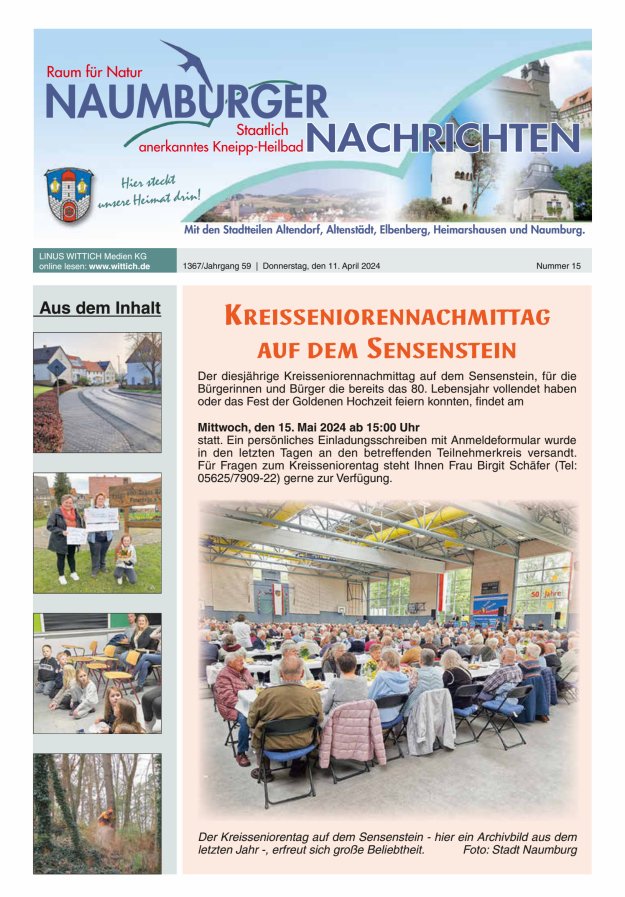 Naumburger Nachrichten Titelblatt 15/2024