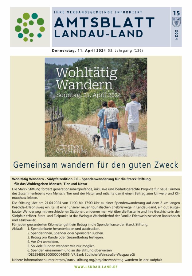 Amtsblatt VG Landau-Land Titelblatt 15/2024