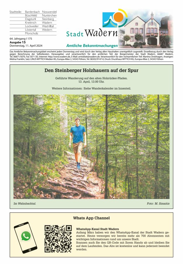 Stadt Wadern Titelblatt 15/2024