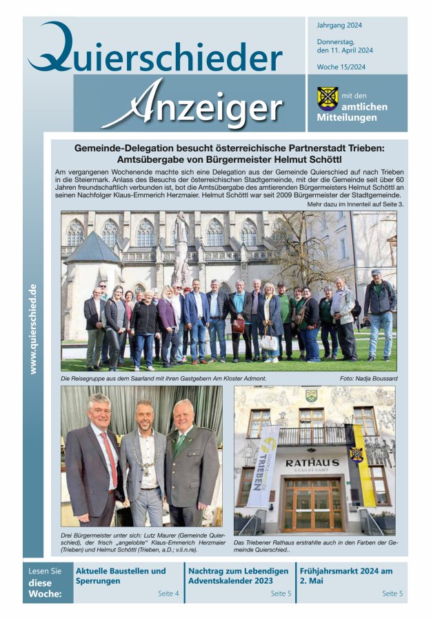 Quierschieder Anzeiger Titelblatt 15/2024