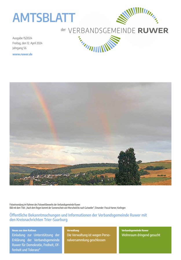 Amtsblatt VG Ruwer Titelblatt 15/2024