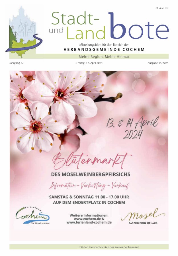 Stadt- und Landbote VG Cochem Titelblatt 15/2024