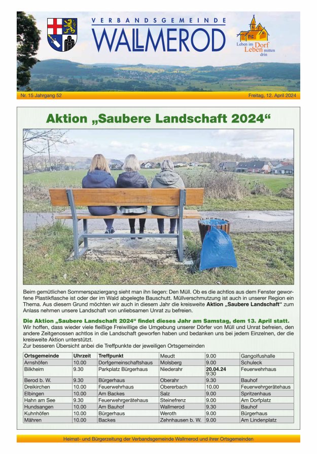 Wir über uns - Verbandsgemeinde Wallmerod Titelblatt 15/2024