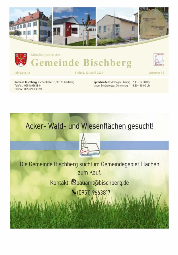 Mitteilungsblatt der Gemeinde Bischberg Titelblatt 15/2024