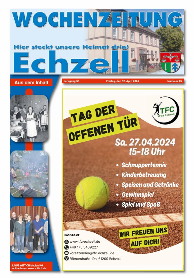 Wochenzeitung für die Gemeinde Echzell Titelblatt 15/2024