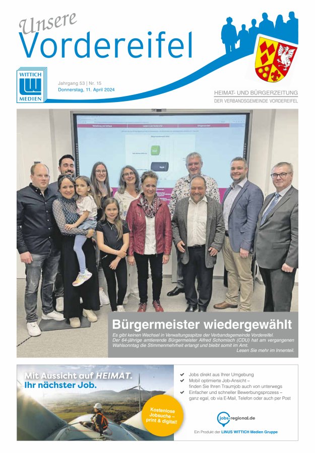 Mitteilungsblatt Vordereifel - Heimat- u Bürgerzeitung der VG Vordereifel Titelblatt 15/2024