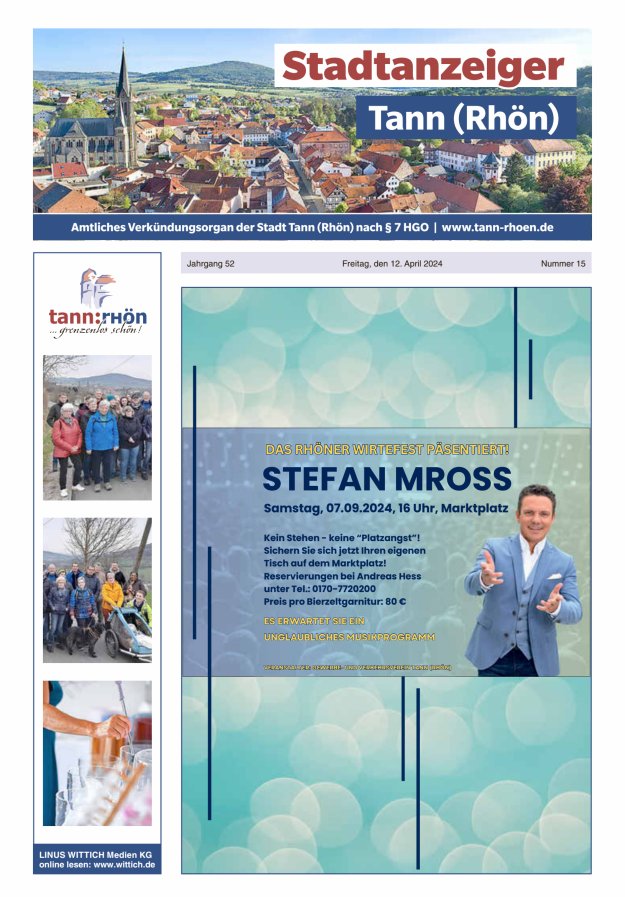 Stadtanzeiger Tann (Rhön) Titelblatt 15/2024
