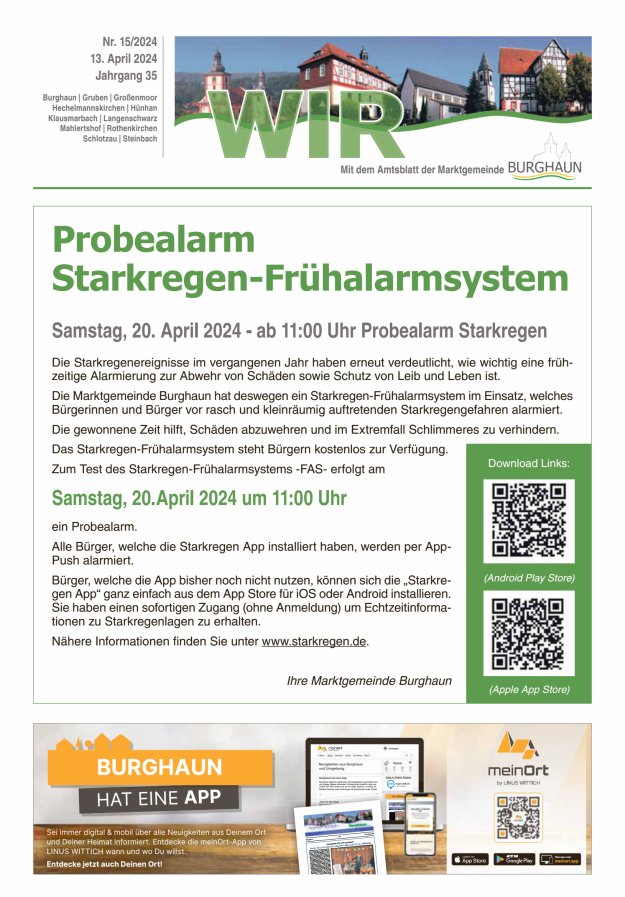 WIR - mit Amtsblatt der Marktgemeinde Burghaun Titelblatt 15/2024