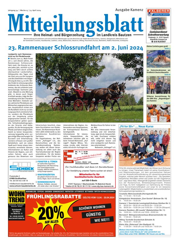 Mitteilungsblatt LK Bautzen Ausgabe Kamenz Titelblatt 14/2024