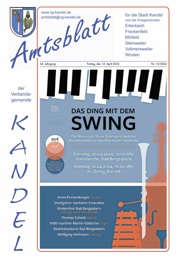 Amtsblatt VG Kandel Titelblatt 15/2024