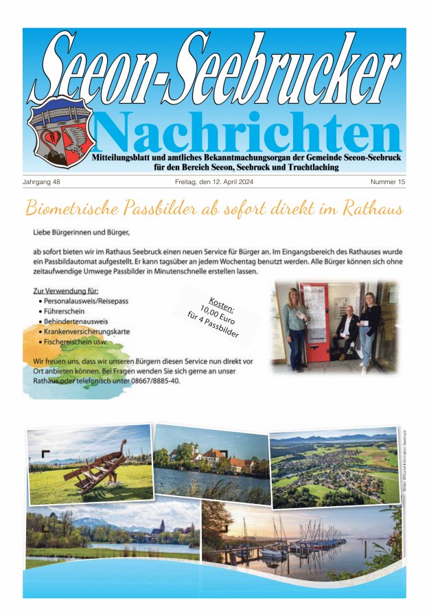 Seeon-Seebrucker Nachrichten Titelblatt 15/2024