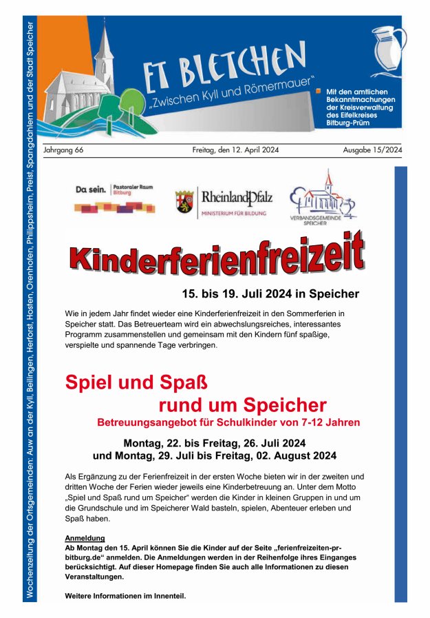 Et Bletchen VG Speicher Titelblatt 15/2024