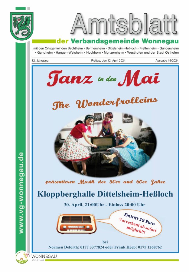 Amtsblatt VG Wonnegau Titelblatt 15/2024