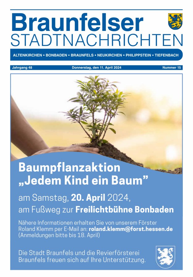Braunfelser Stadtnachrichten Titelblatt 15/2024