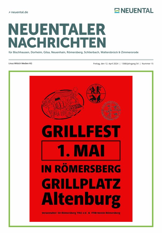 Neuentaler Nachrichten Titelblatt 15/2024