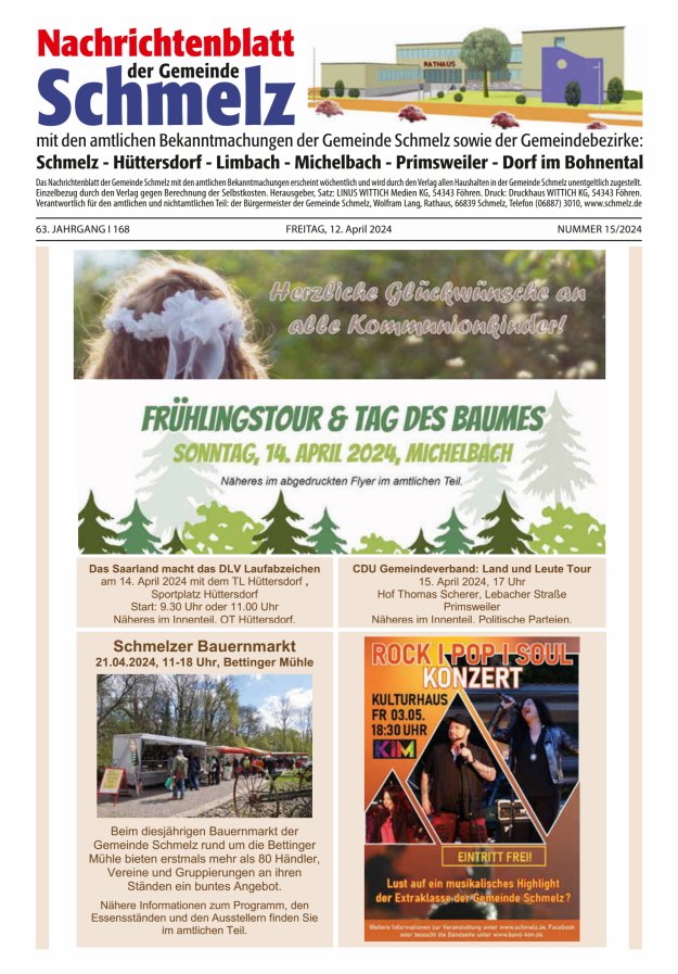 Nachrichtenblatt Schmelz Titelblatt 15/2024
