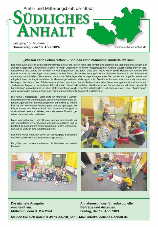 Amts- und Mitteilungsblatt der Stadt Südliches Anhalt Titelblatt 05/2024