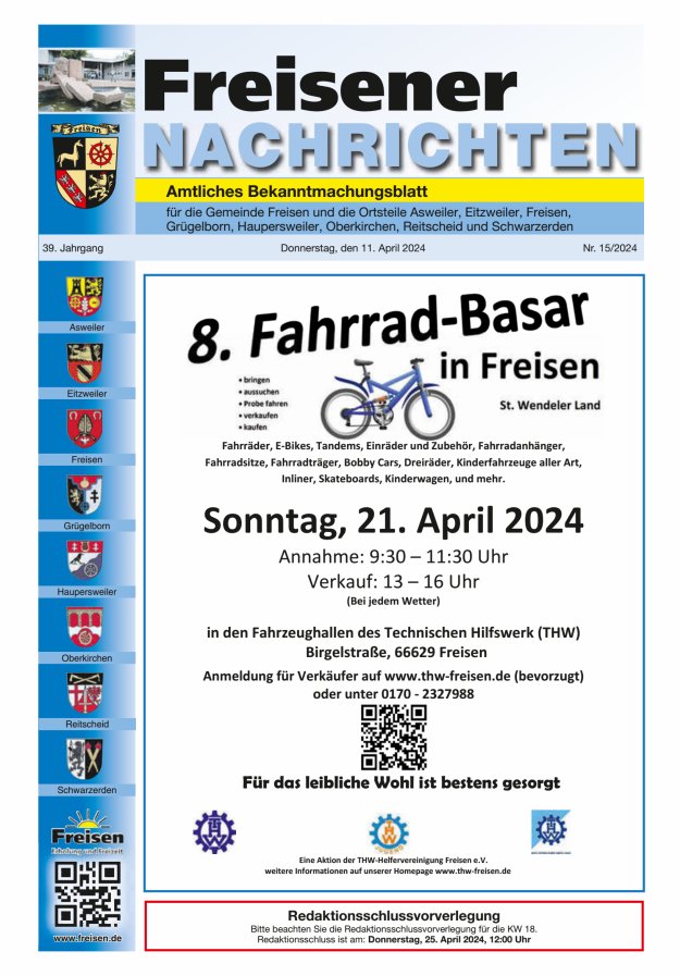 Freisener Nachrichten Titelblatt 15/2024