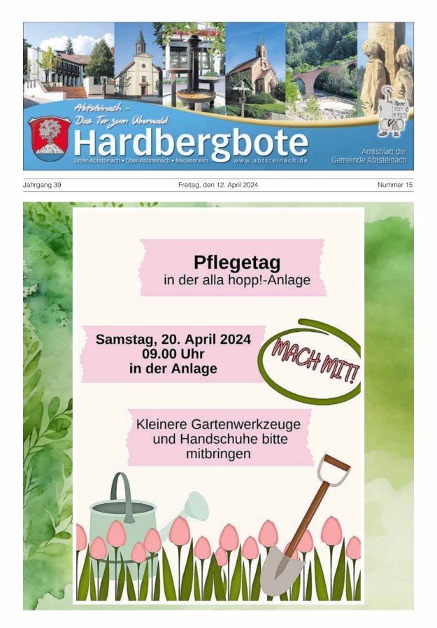 Hardbergbote - Mitteilungsblatt der Gemeinde Abtsteinach Titelblatt 15/2024