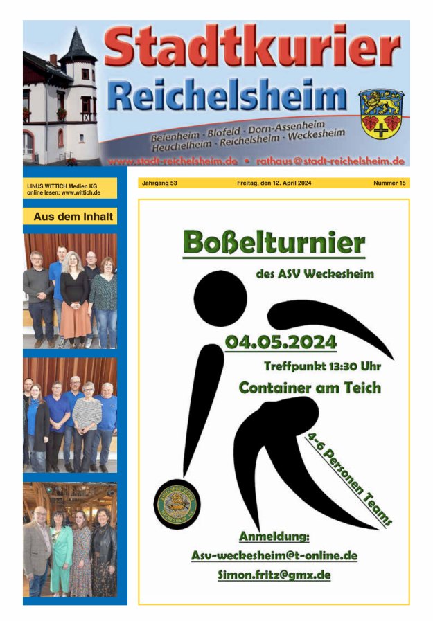 Stadtkurier Reichelsheim Titelblatt 15/2024