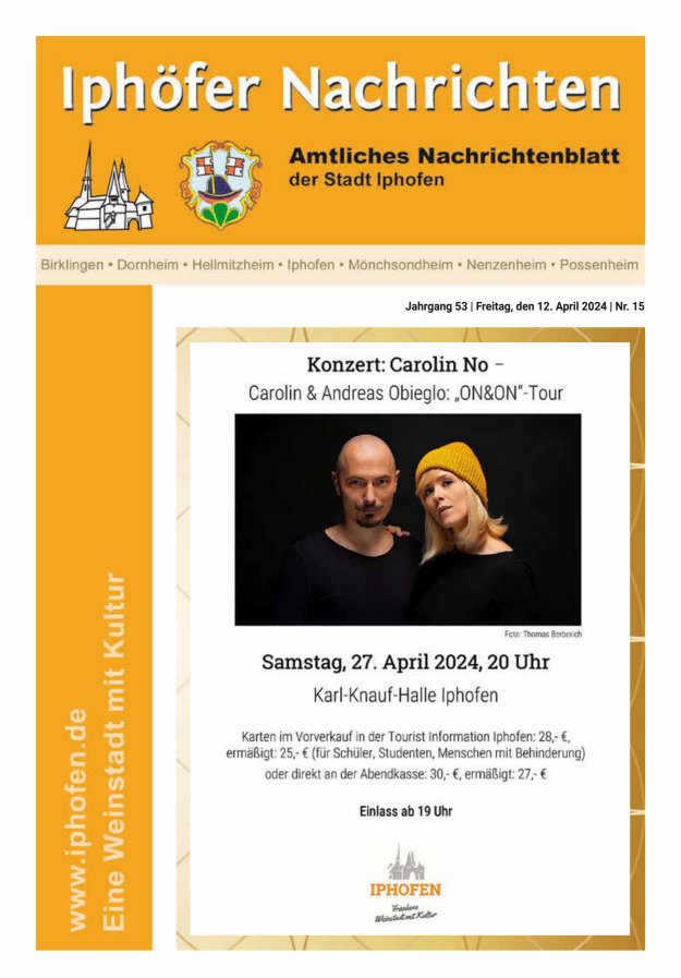 Iphöfer Nachrichten Titelblatt 15/2024