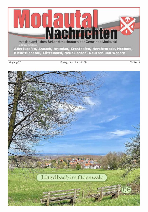 Modautal-Nachrichten Titelblatt 15/2024