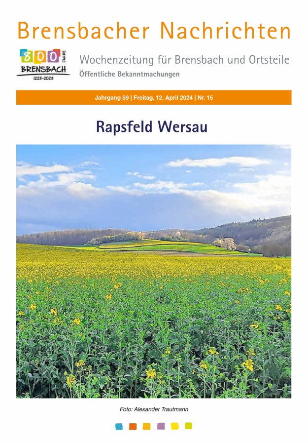 Brensbacher Nachrichten Titelblatt 15/2024